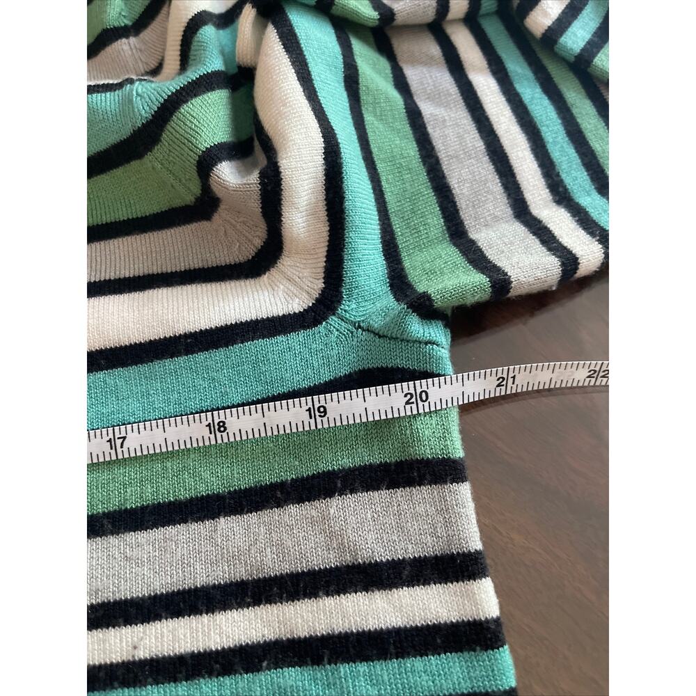 Skye's The Limit Hi-Low Hem Stripe Sweater - Aqua/Black/Cream - Sz XL - Picture 8 of 12